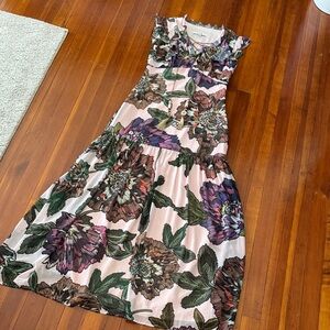 Gorgeous Bagley Mischka Blush Floral Ruffle Dress EUC Size 2